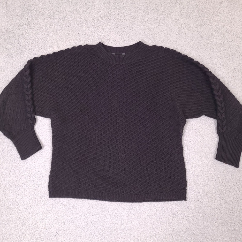 Simply Vera Wang Sweater‎ Womens Medium Black Cable Knit Ribbed Pullover